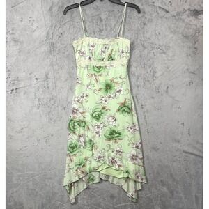 Vintage Y2K Fairy Babydoll Mint Green Floral Lace Slip Dress‎ Small Handkerchief
